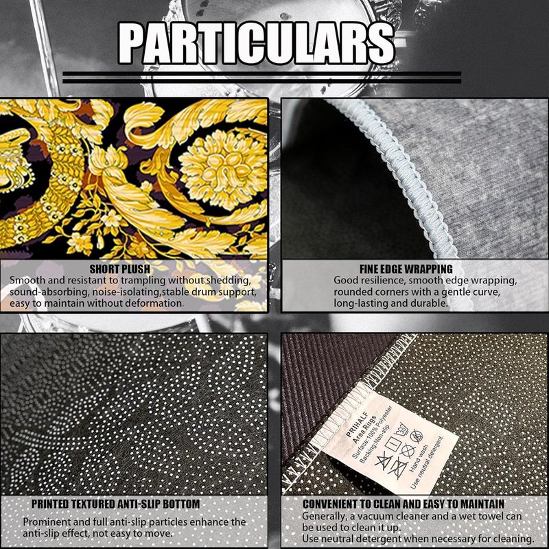 PRIHALF Drum Rug, Drum Set Carpet,Bedroom Living Room Decor,Soundproof Rug Pads Drum Accessories for Drum Set,Non-Slip Carpet,Great Gift for Drummers,100% Polyester(A,4 * 5ft) - Image 4